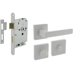 Intersteel deurbeslag set WC-slot 63/8 mm wit + Deurkruk Hera en WC-sluiting wit