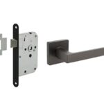 Intersteel deurbeslag set loopslot zwart + Deurkruk Hera met rozet antraciet grijs