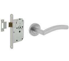 Intersteel deurbeslag set loopslot wit + Deurkruk Lisa 90° RVS