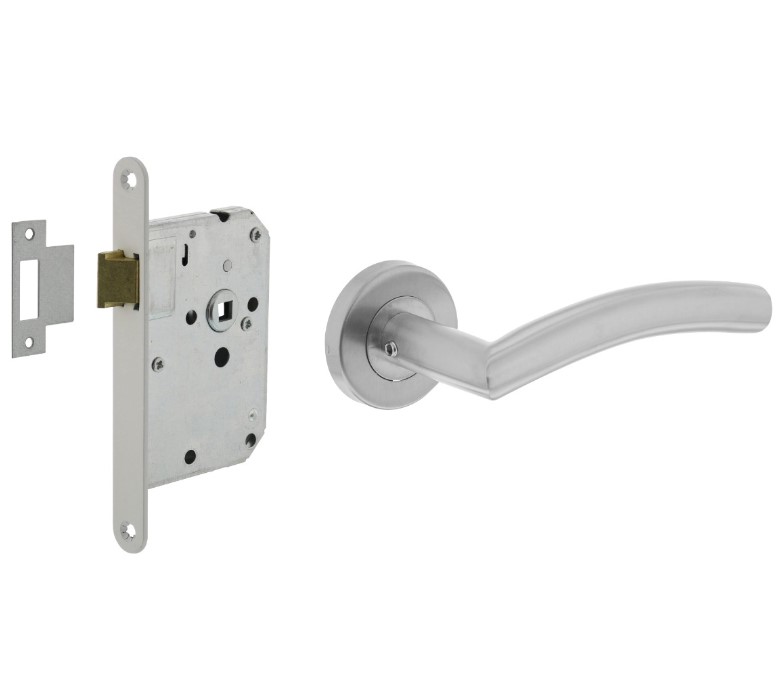 Intersteel deurbeslag set loopslot wit + Deurkruk Lisa 90° RVS
