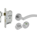 Intersteel deurbeslag set WC-slot 63/8 mm wit + Deurkruk Lisa 90° en WC-sluiting RVS