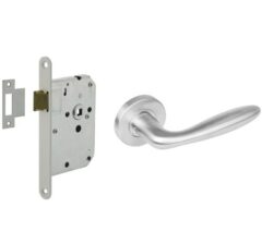 Intersteel deurbeslag set loopslot wit + Deurkruk Jupiter RVS