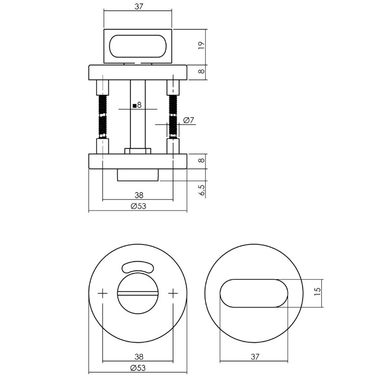 Intersteel deurbeslag set WC-slot 63/8 mm wit + Deurkruk Jupiter en WC-sluiting RVS