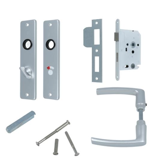 Set binnendeurbeslag Deurkruk op schild WC63/8