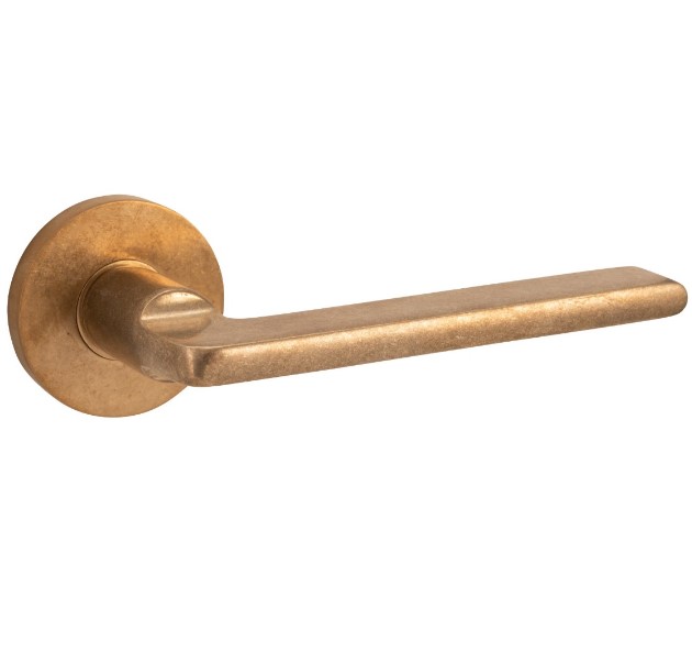 Deurkruk op geveerd rozet Piatto/Vivo messing antiek