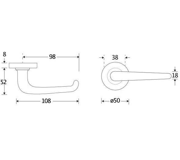 Deurkruk op geveerd rozet Halfsabel/Vivo messing antiek