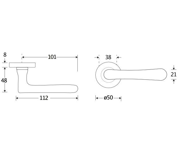 Deurkruk op geveerd rozet Linea/Vivo messing antiek