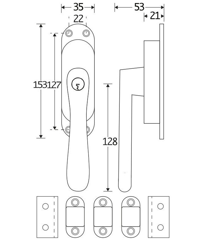 Kruk-espagnolet Linea Links Messing Antiek Inclusief 2 Stangen