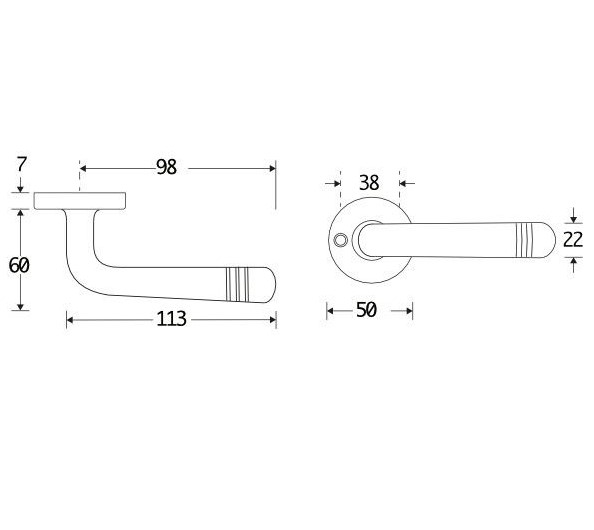 Deurkruk op ongeveerd rozet Art-Deco/Elegant messing antiek