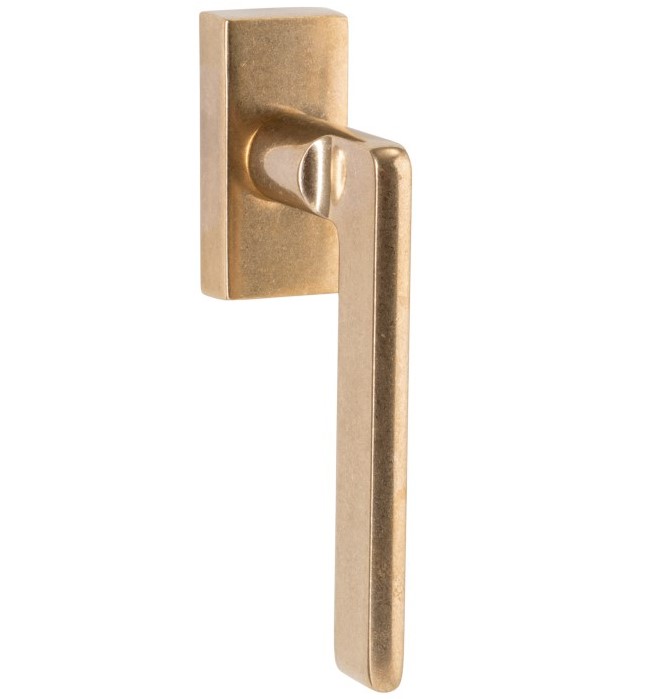 Draaikiepgarnituur Piatto/Bauhaus messing antiek