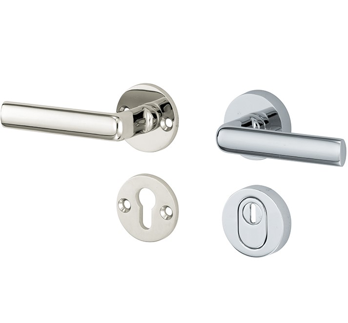 SKG3 kruk/kruk op rozet Padania Links + kerntrekbeveiliging glans nikkel/glans chroom