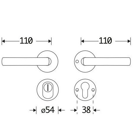 SKG3 kruk/kruk op rozet Padania Rechts + kerntrekbeveiliging glans nikkel/glans chroom