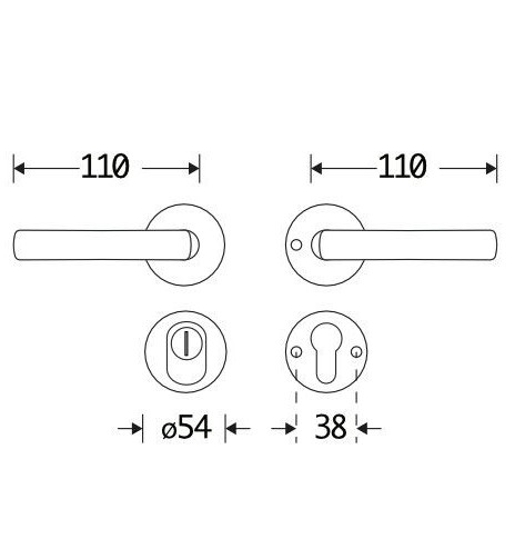 SKG3 kruk/kruk op rozet Padania Rechts + kerntrekbeveiliging mat nikkel/mat nikkel PVD