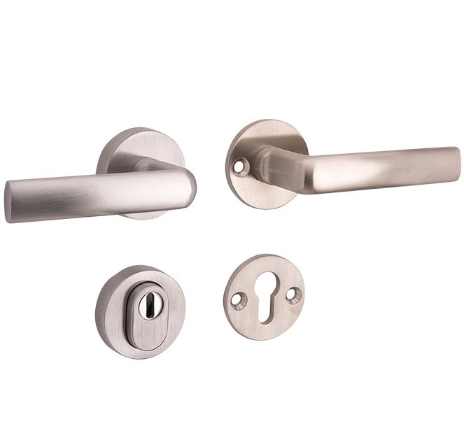 SKG3 krukkruk op rozet Padania Rechts + kerntrekbeveiliging mat nikkelmat nikkel PVD