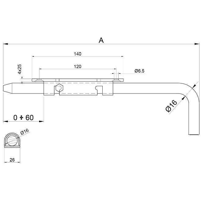 IBFM grondgrendel staal verzinkt 230 mm