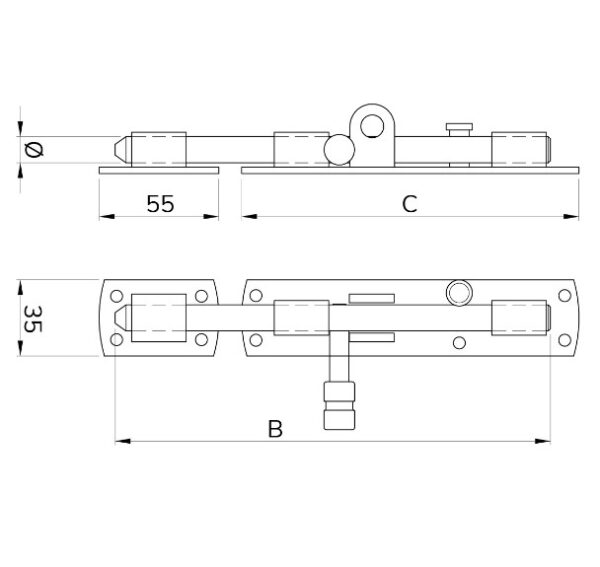 Hangslotgrendel verticaal 200 mm verzinkt