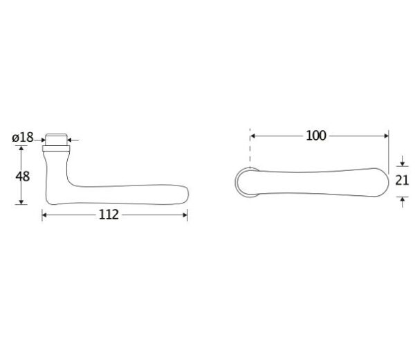 Enkele deurkruk Linea links mat nikkel PVD