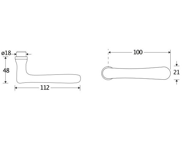 Enkele deurkruk Linea links messing antiek brons