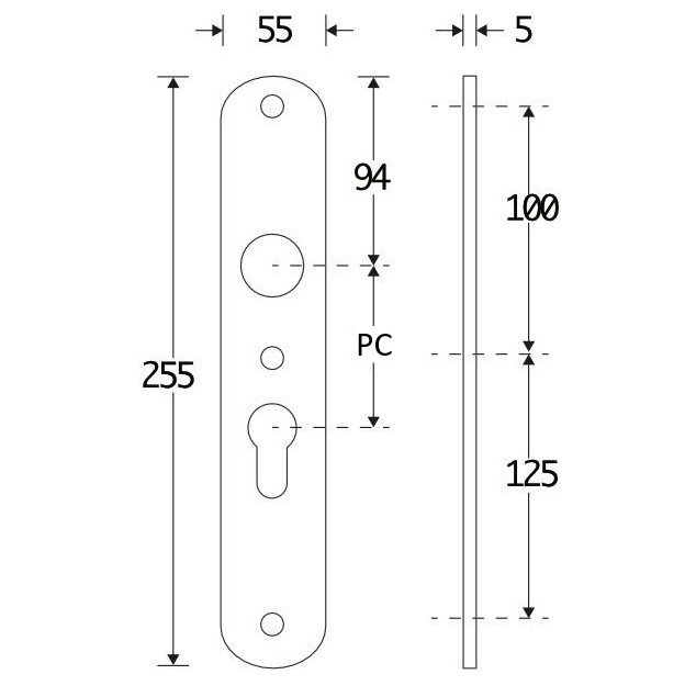 SKG3 ovaal schild PC55 binnen messing ongelakt