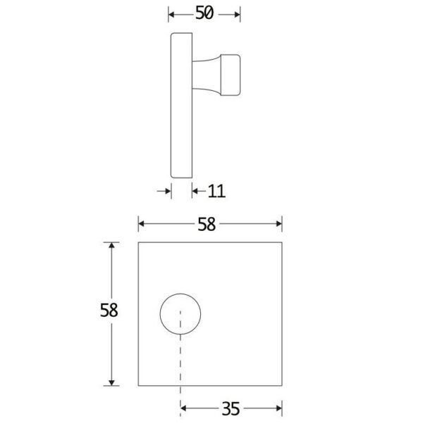 Knop Bauhaus tbv SKG schild glans chroom
