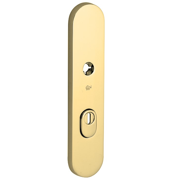 SKG3 ovaal schild PC55 buiten met kerntrekbeveiliging messing PVD