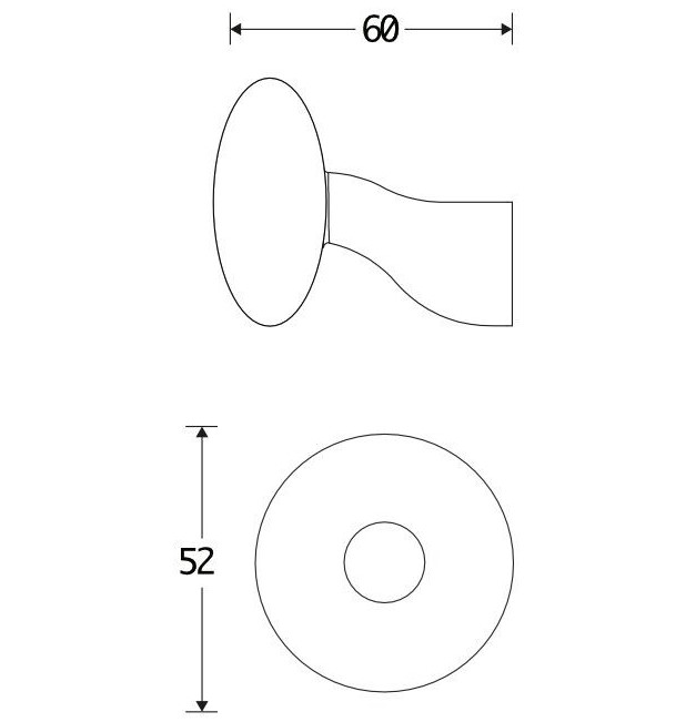 Knop Paddenstoel tbv SKG schild messing ongelakt