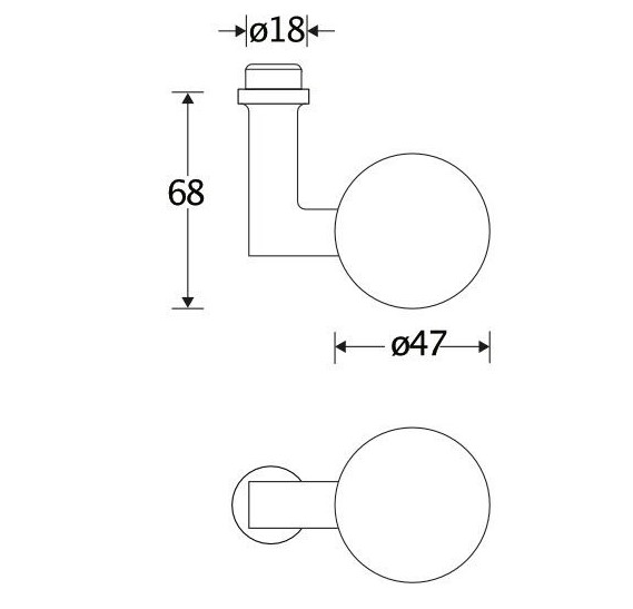 Knop Bauhaus kogel tbv SKG schild messing ongelakt