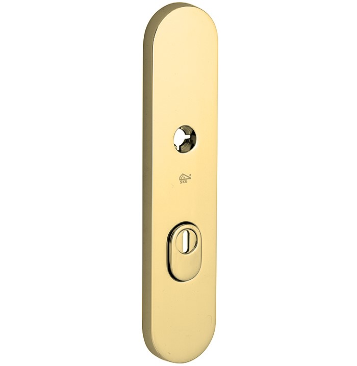 SKG3 ovaal schild PC72 buiten met kerntrekbeveiliging messing ongelakt