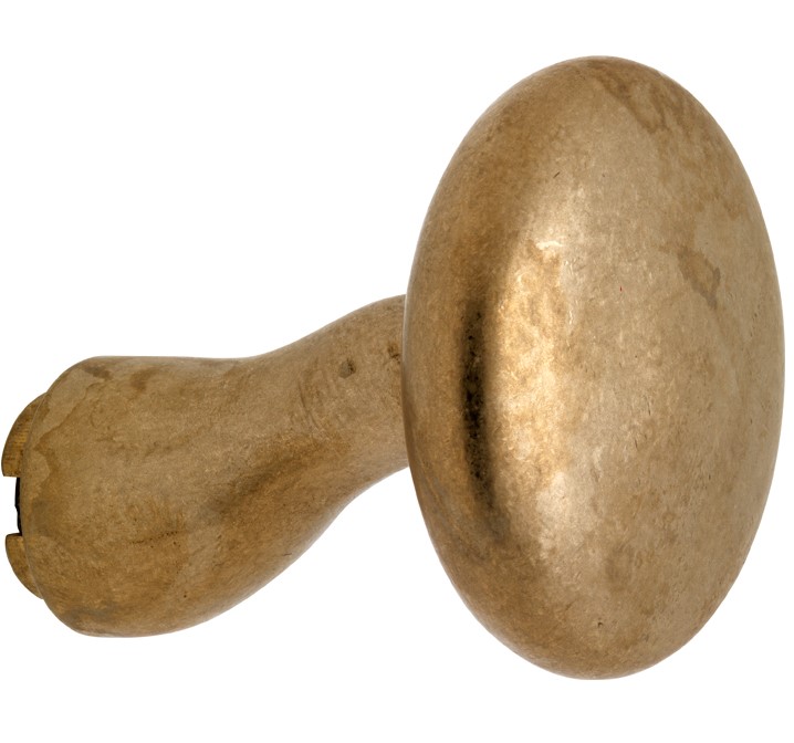 Knop Paddenstoel tbv SKG schild messing antiek