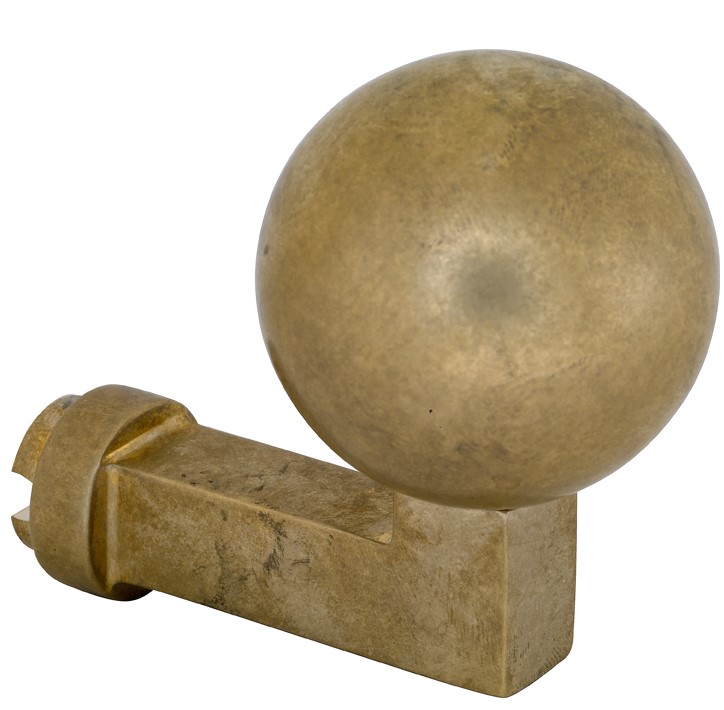 Knop Bauhaus kogel tbv SKG schild messing antiek