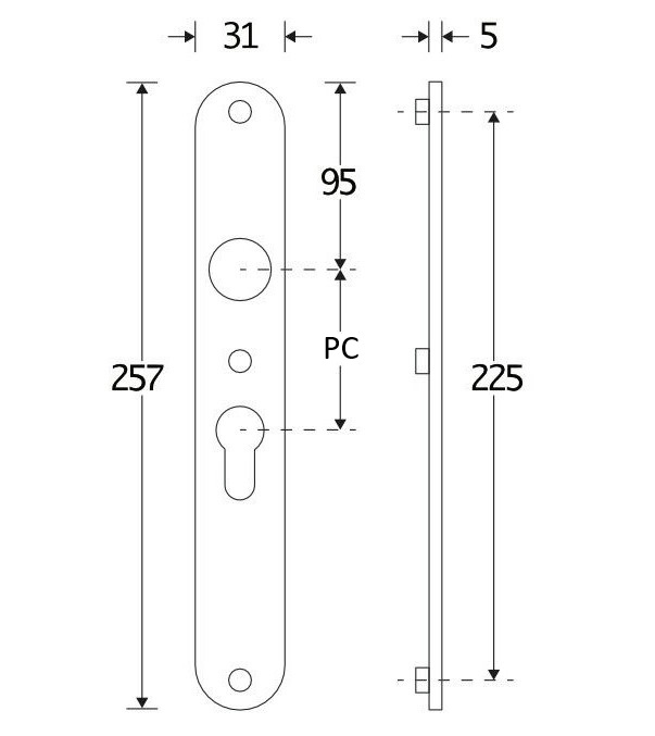 SKG3 ovaal smal schild PC92 binnen mat zwart