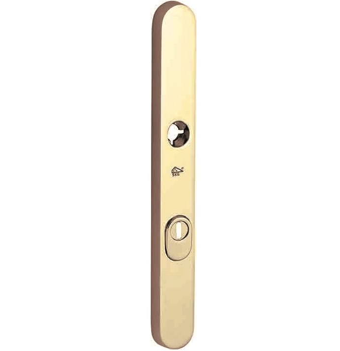 SKG3 ovaal smal schild PC72 buiten met kerntrekbeveiliging messing PVD