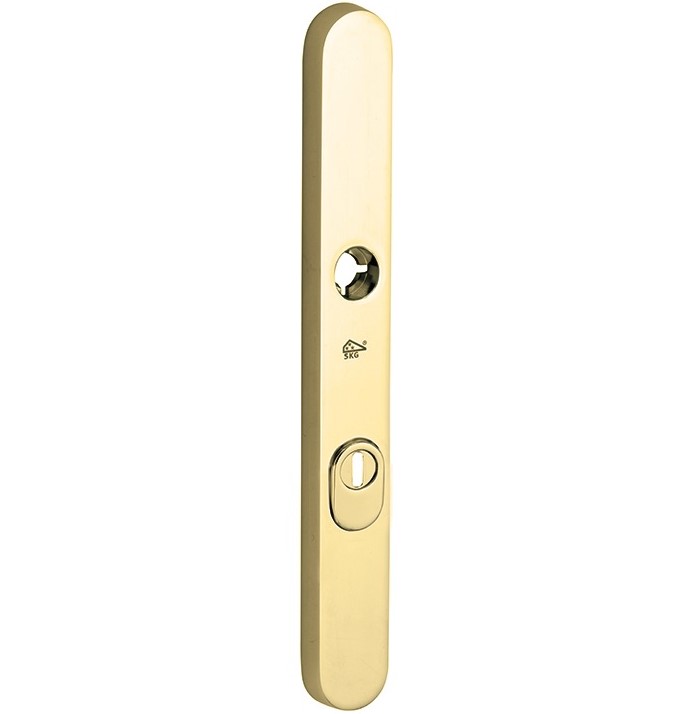 SKG3 ovaal smal schild PC72 buiten met kerntrekbeveiliging messing ongelakt