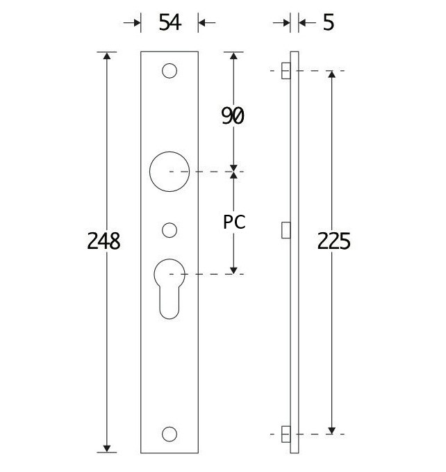 SKG3 rechthoekig schild PC72 binnen messing antiek