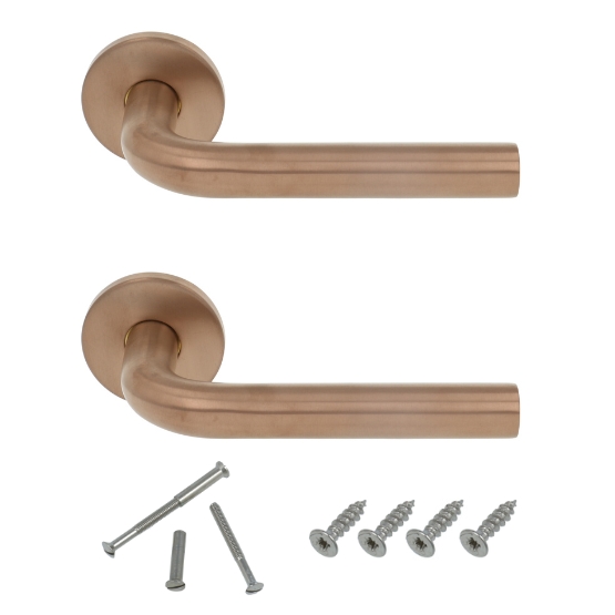 Deurkruk BASIC LBIII-19 op ronde rozet PVD mat brons