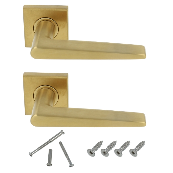 Deurkruk BASIC LBXXIH op vierkant rozet PVD mat goud