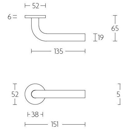 Deurkruk Demi op ronde rozet Brons