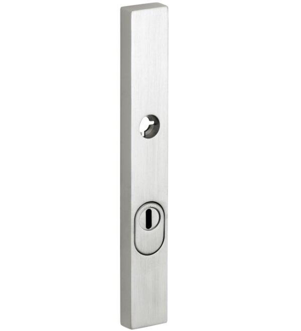 SKG3 rechthoekig smal schild PC92 buiten met kerntrekbeveiliging mat nikkel PVD