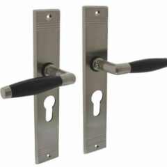 Intersteel deurklink Ton basic met schild PC72 mm rechthoekig met rillen 235x43mm nikkel mat/zwart