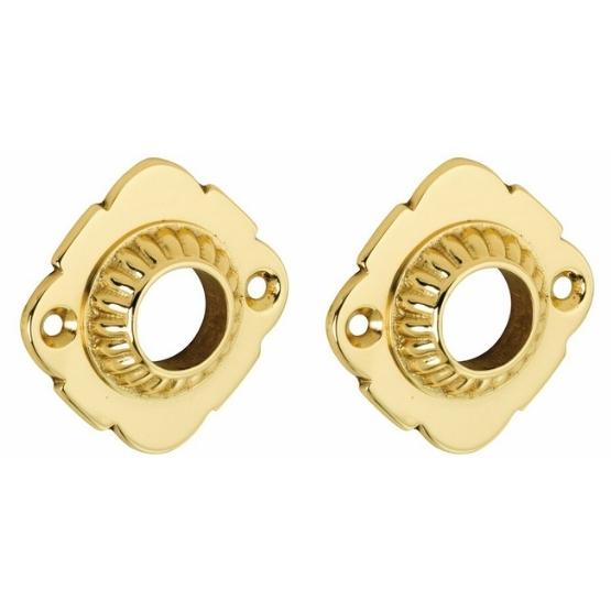 Set van twee krukrozetten Nouveau messing gelakt