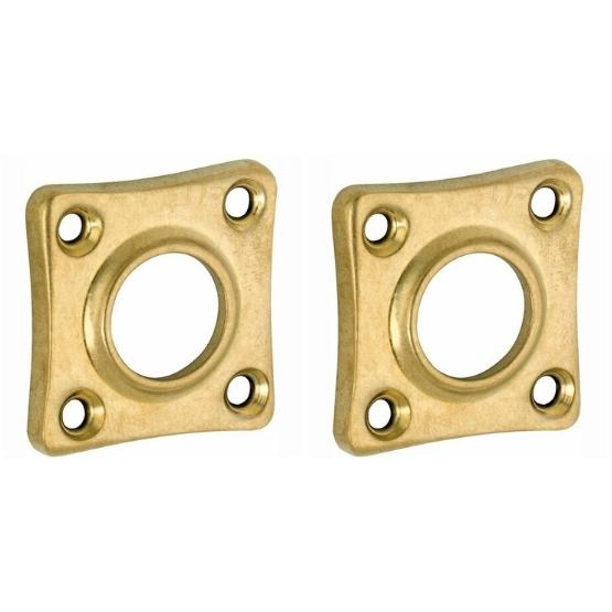 Set van twee krukrozetten vierkant 38mm messing antiek