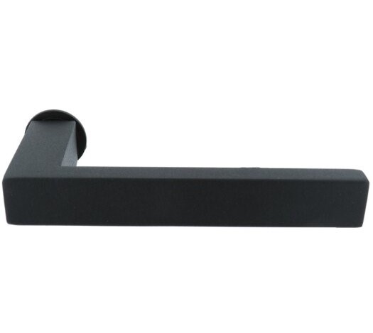 Deurkruk Vierkant op mini rozet met wc-sluiting en smaldeurslot wc63/8 met ronde voorplaat rvs zwart