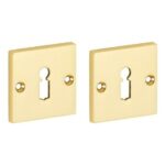 Set van twee Sleutelplaatjes Bauhaus messing gelakt