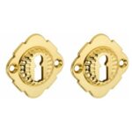 Set van twee Sleutelplaatjes Nouveau messing gelakt