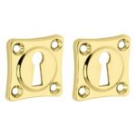 Set van twee Sleutelplaatjes Vierkant 38 mm messing gelakt