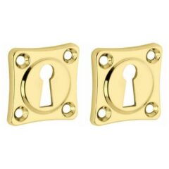 Set van twee Sleutelplaatjes Vierkant 38 mm messing gelakt