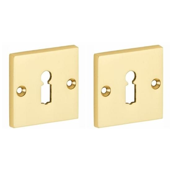 Set van twee Sleutelplaatjes Bauhaus messing ongelakt