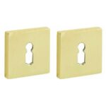 Set van twee Sleutelplaatjes Bauhaus verdekt messing ongelakt