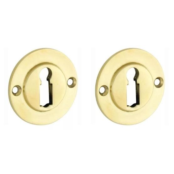 Set van twee sleutelplaatjes Chemin de Fer 40mm BB messing ongelakt