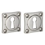 Set van twee sleutelplaatjes vierkant 39 mm glans nikkel